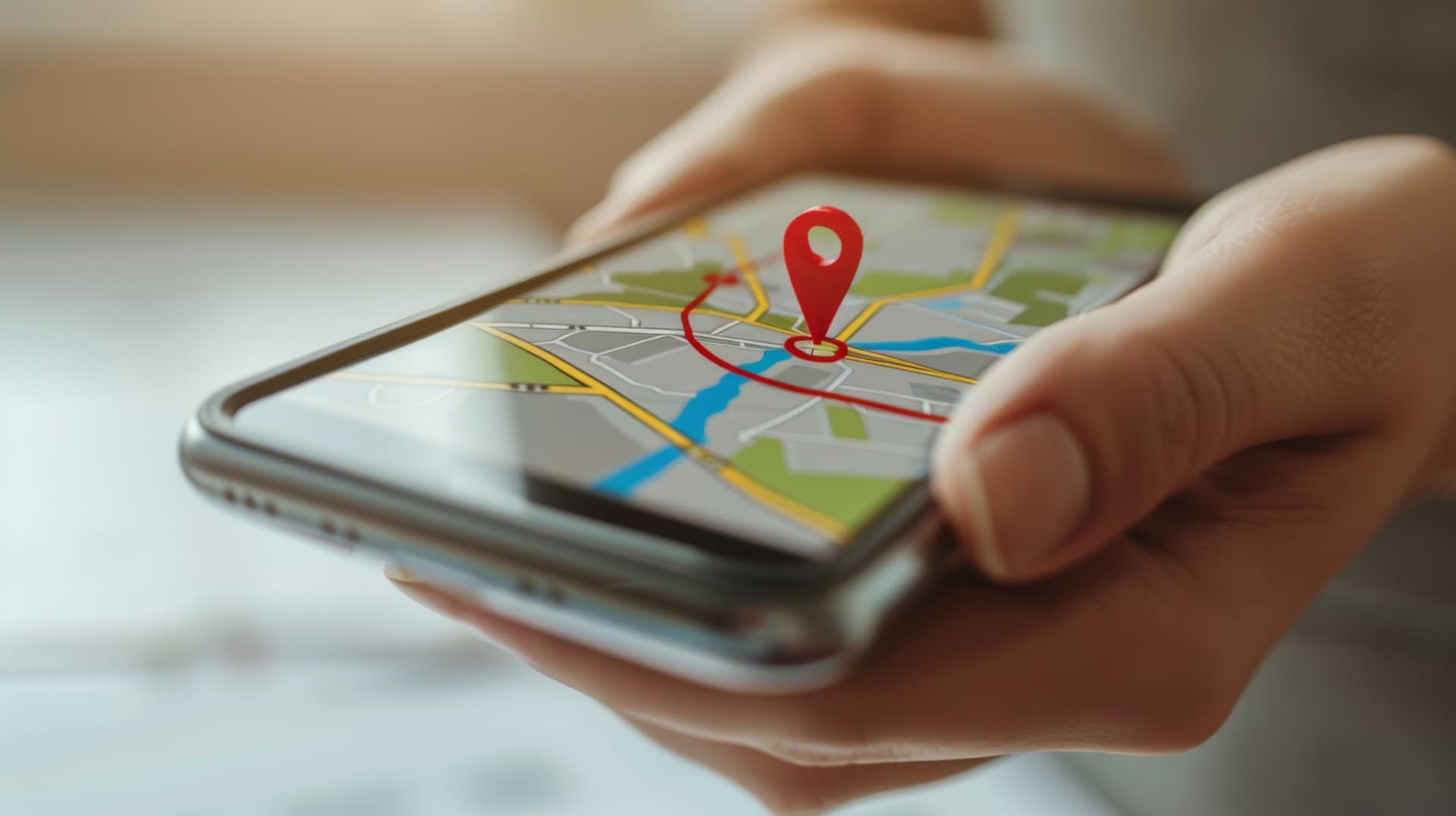 Mapa en un teléfono móvil indicando cómo llegar